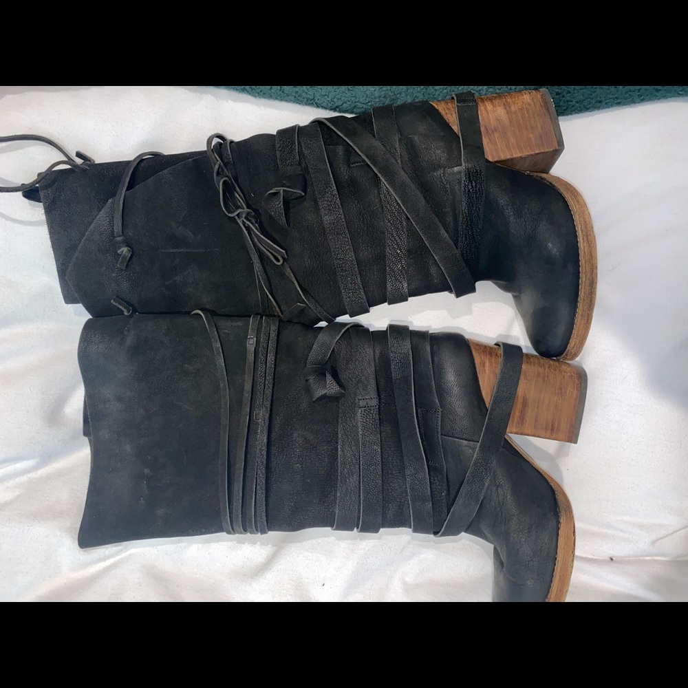 Gorgeous Free People Leather Wrap Boots - Picture 2 of 3